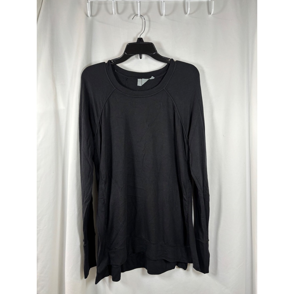 Athleta Womens Black Modal Spandex Raglan Long Sleeve Pullover Sweatshirt Size L